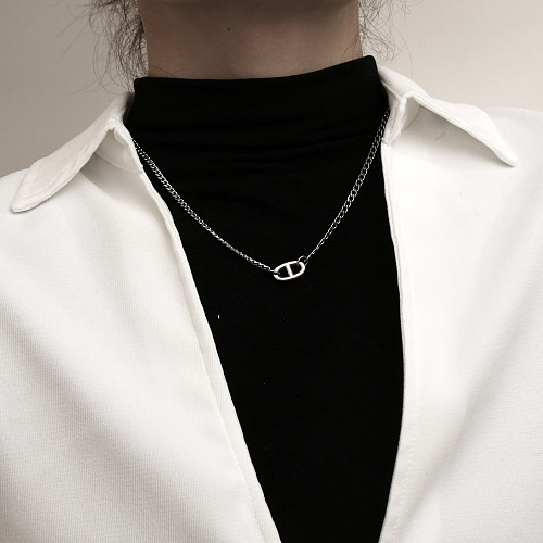 IG-Stil, schlichter Stil, einfarbige Halskette aus Edelstahl