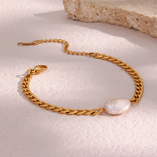 Estilo vintage estilo simples estilo clássico geométrico pulseiras banhadas a ouro 18K