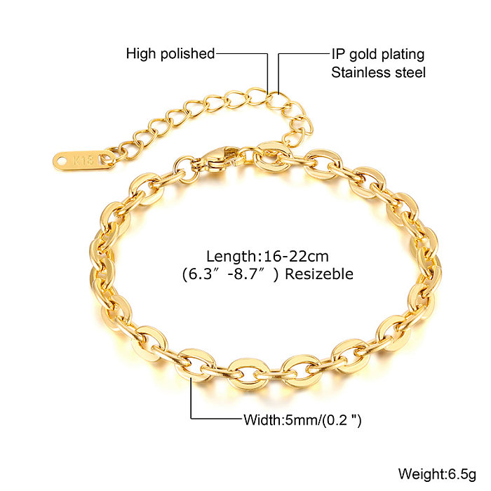 Bracelets plaqués or 18 carats en acier inoxydable croisé de style simple de style INS