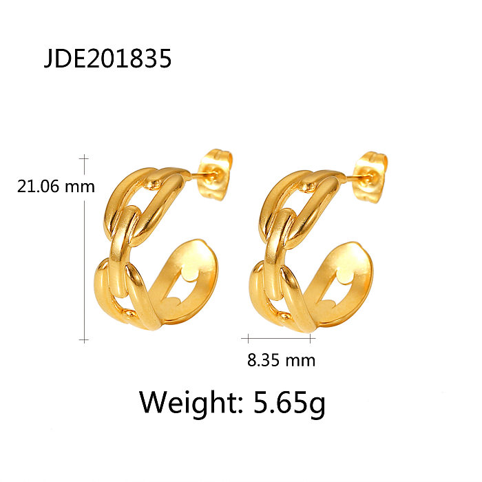 18K الذهب الفولاذ المقاوم للصدأ حبة البن مشبك سلسلة C-نوع أقراط حلقة مفتوحة