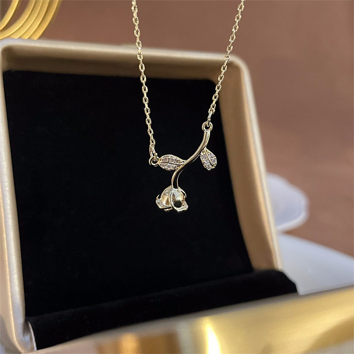 Collier avec pendentif en forme d'étoile et de cœur, Style Simple, avec incrustation de cuivre et d'acier, coquille d'opale et Zircon