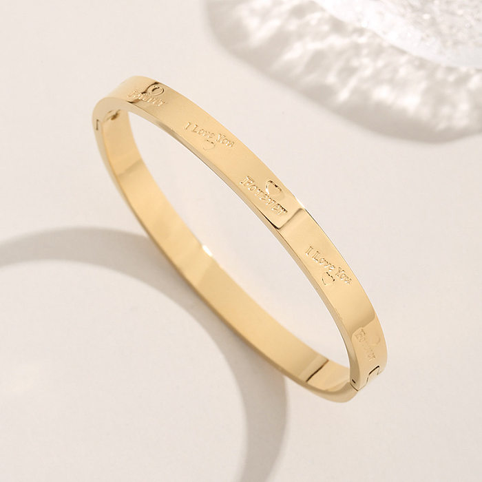 Wholesale Simple Style Classic Style Four Leaf Clover Star Stainless Steel Plating Inlay 18K Gold Plated Zircon Bangle
