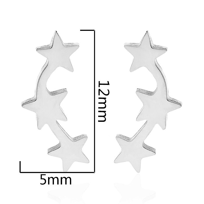 Estilo simples Triângulo Lua Coqueiro Aço Inoxidável Revestimento Assimétrico Ear Studs 1 Par
