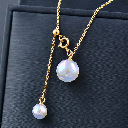 Collier avec pendentif en perles en acier inoxydable, couleur unie, tendance, 1 pièce