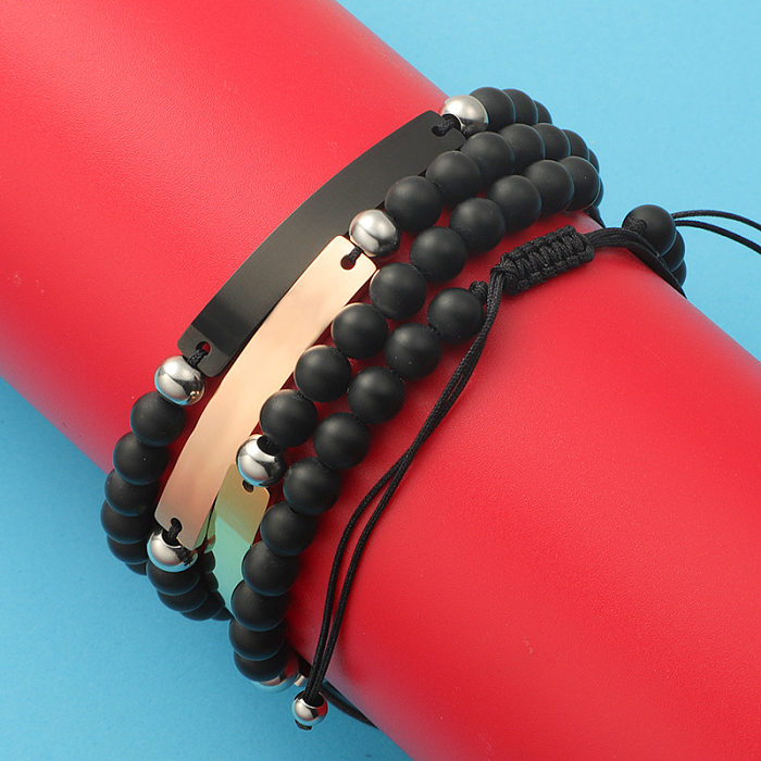 Bracelets de perles en acier titane rond de style simple