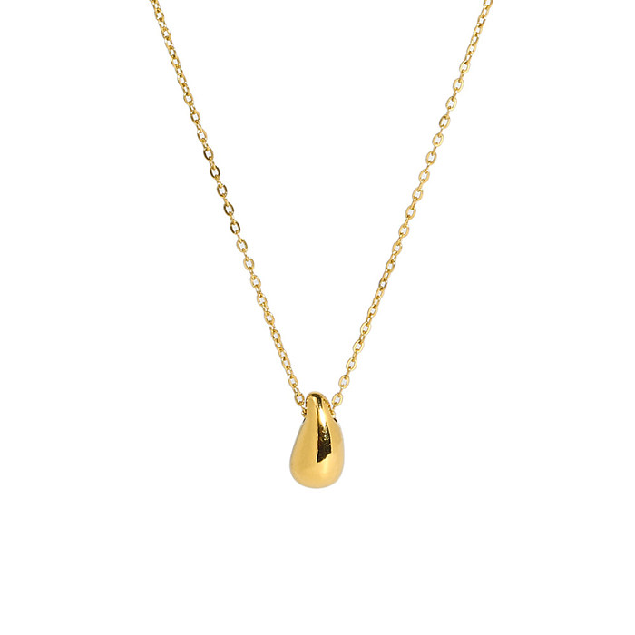 French Style Water Droplets Stainless Steel  Stainless Steel Plating Three-dimensional 18K Gold Plated Pendant Necklace