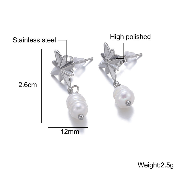 1 Pair Casual Streetwear Star Owl Lock Plating Stainless Steel  Drop Earrings
