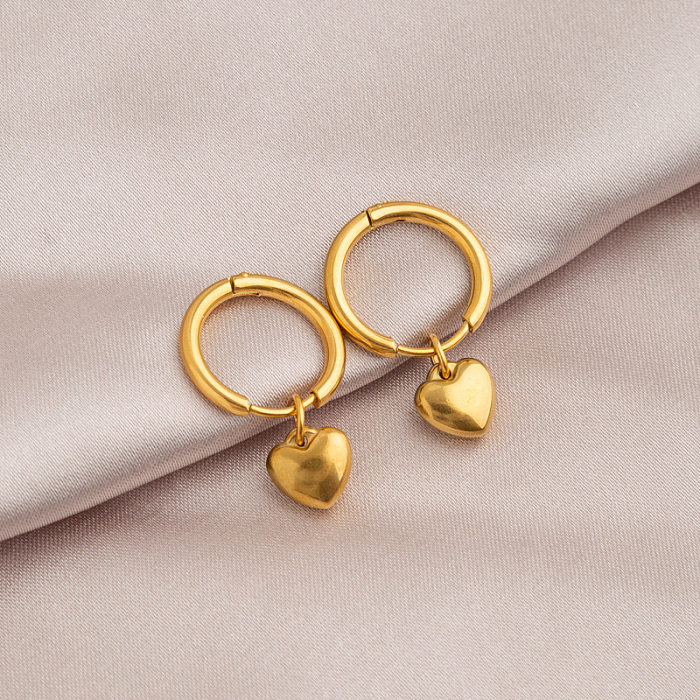 Simple Style Heart Shape Stainless Steel Plating Earrings 1 Pair