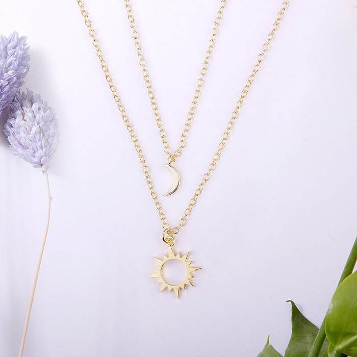 Fashion Sun Moon Stainless Steel  Necklace European And American Good Friend Couple Necklace