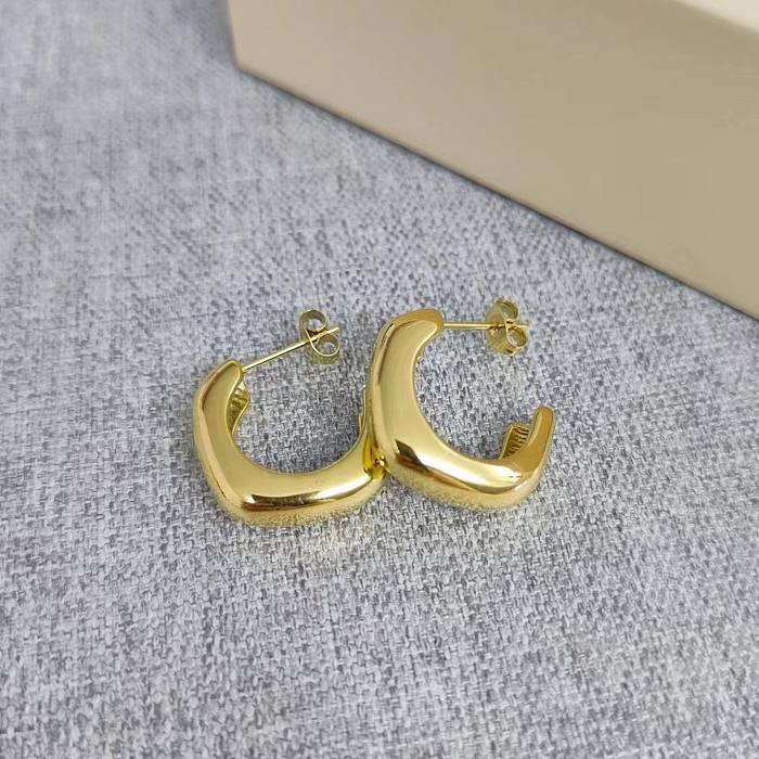 1 Paar Retro-Ohrringe aus Edelstahl mit 18 Karat vergoldeter geometrischer Beschichtung im schlichten Stil