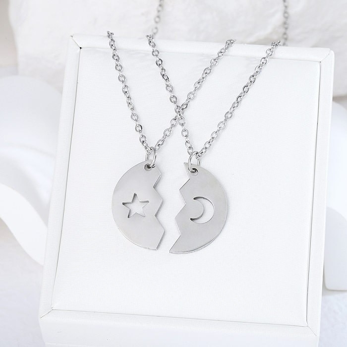 Simple Style Solid Color Stainless Steel  Handmade Pendant Necklace