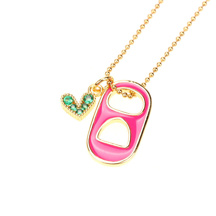 Cute Heart Stainless Steel  Necklace Inlay Zircon Copper Necklaces