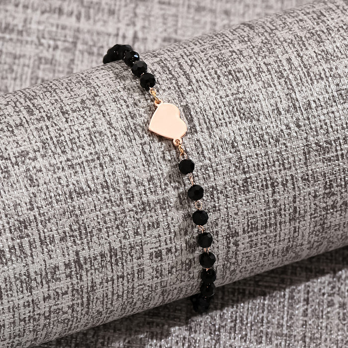 Einfache Streetwear-Armbänder in Herzform mit Edelstahlbeschichtung