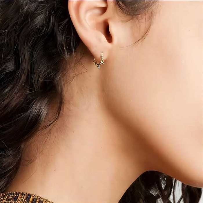 1 paire de boucles d'oreilles en acier inoxydable plaqué or 18 carats, Style Simple, cercle poli
