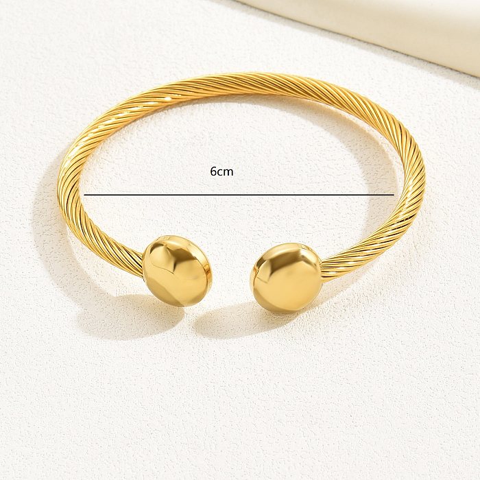 Casual Elegant Modern Style Round Stainless Steel Plating Magnetic 18K Gold Plated Twisted Cable Bracele