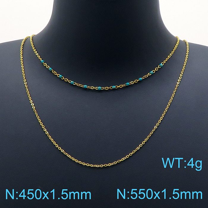 Simple Style Geometric Stainless Steel Plating Resin Layered Necklaces 1 Piece