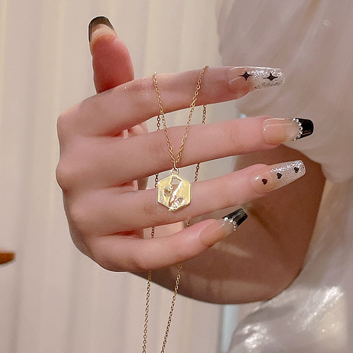 Modern Style Geometric Heart Shape Bow Knot Stainless Steel Plating Inlay Zircon Pendant Necklace
