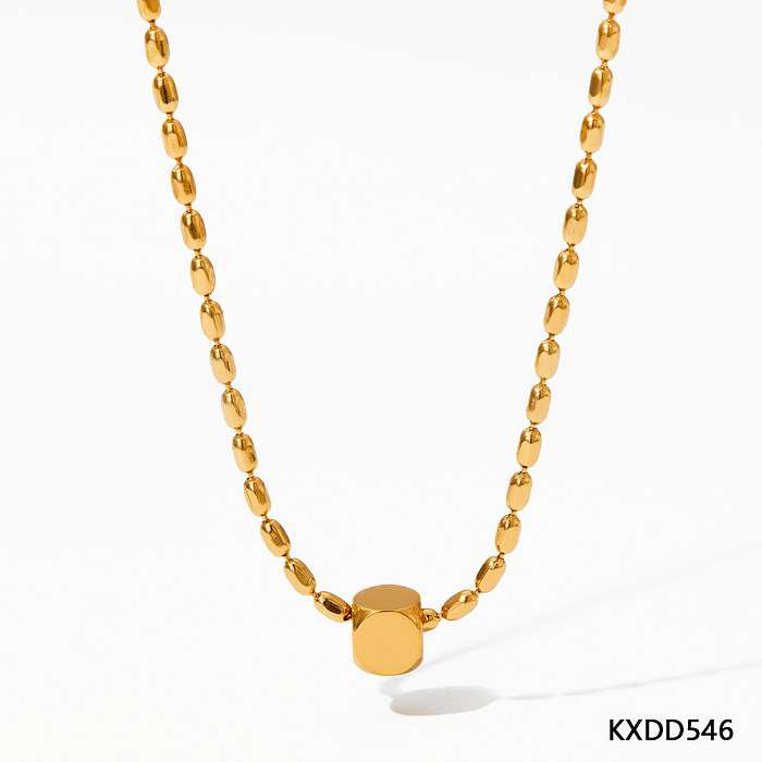 Colar longo banhado a ouro com revestimento de aço inoxidável de cor sólida casual estilo simples