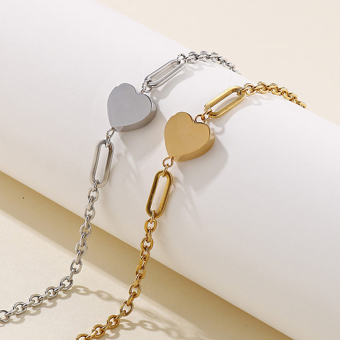 New Fashion Creative Stainless Steel Splicing Heart-shaped Pendant Bracelet
