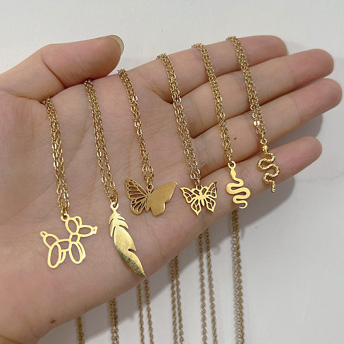 Sweet Animal/Zodiac Stainless Steel Plating Snake Butterfly Pendant Necklace