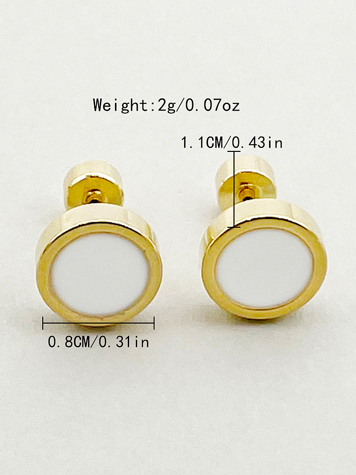 1 Pair Simple Style Round Stainless Steel  Metal Polishing Enamel Plating Gold Plated Ear Studs