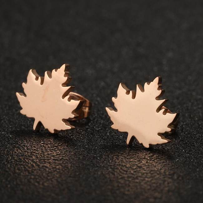 1 Pair Simple Style Commute Maple Leaf Plating Stainless Steel  Ear Studs