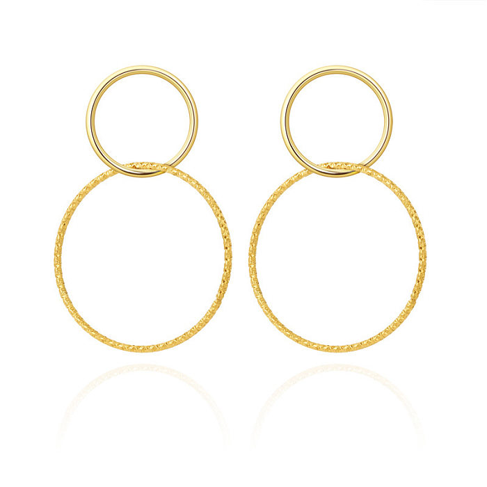 1 Pair Simple Style Round Solid Color Stainless Steel Plating Earrings