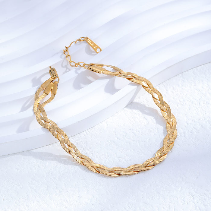 Simple Style Classic Style Solid Color Titanium Steel Plating Inlay Zircon 24K Gold Plated Bracelets