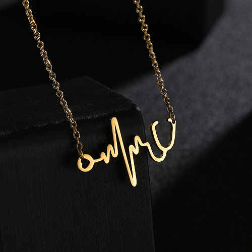 Elegant Lady Electrocardiogram Stainless Steel  Pendant Necklace