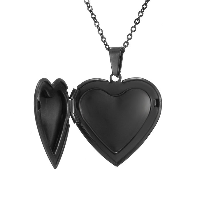 Collier avec pendentif plaqué en acier inoxydable en forme de cœur de style simple, 1 pièce
