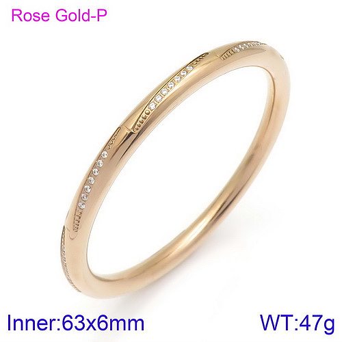Simple Style Solid Color Stainless Steel Plating Inlay Zircon 18K Gold Plated Bangle