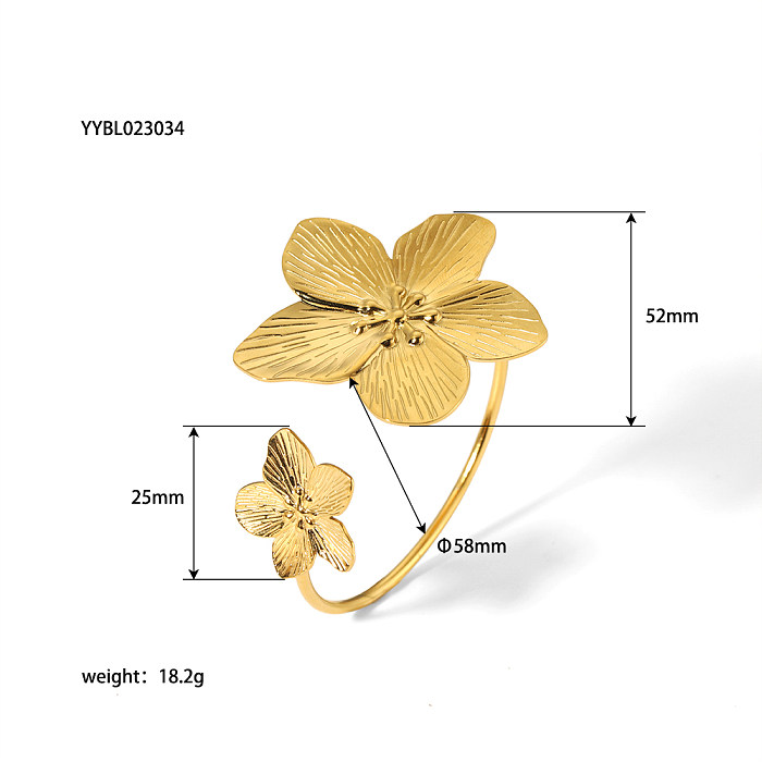 Nordic Style Vintage Style British Style Sunflower Stainless Steel Plating 18K Gold Plated Wristband
