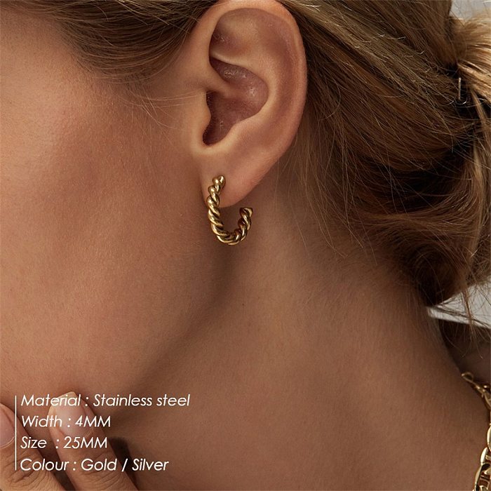 Lady Geometric Stainless Steel  Hoop Earrings Plating Stainless Steel  Earrings