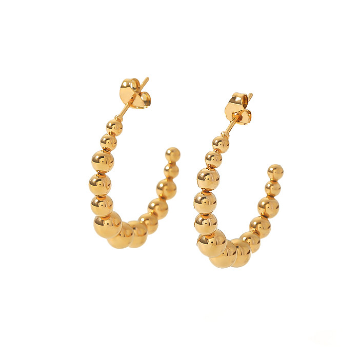 1 Pair IG Style Vintage Style Simple Style Ball Plating Stainless Steel  18K Gold Plated Earrings