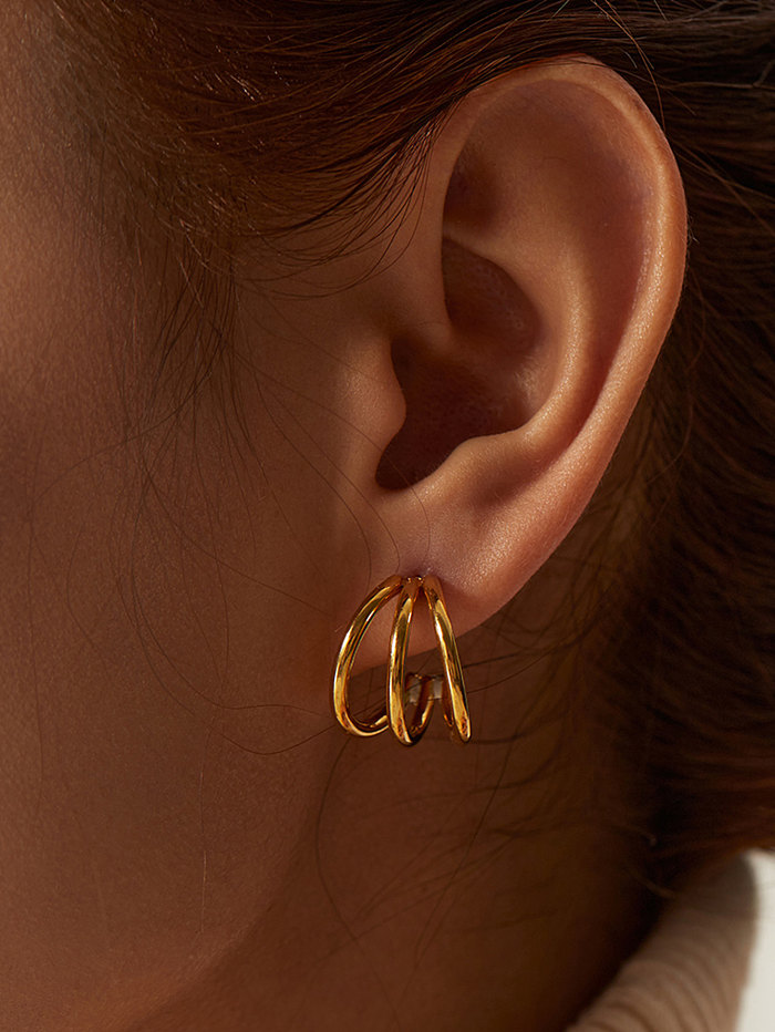 A orelha de aço inoxidável da forma C da forma enche brincos de aço inoxidável banhados a ouro