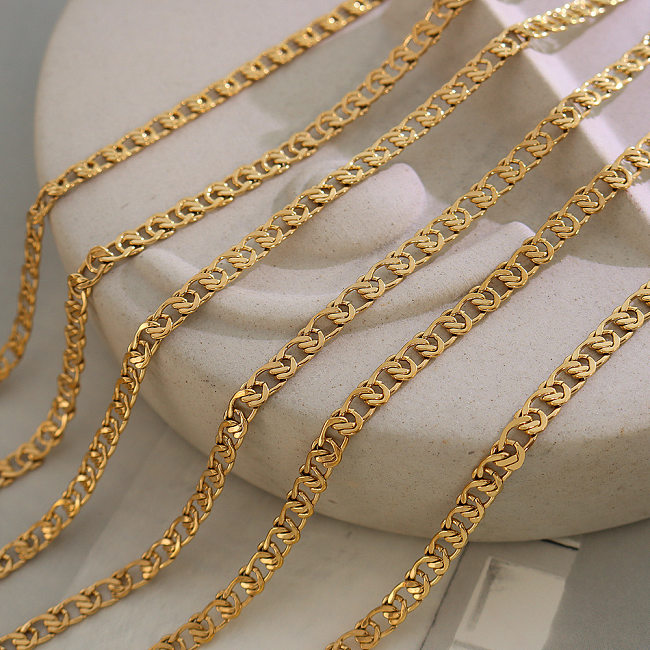 European And American Interlocking Geometric Necklace Bracelet Stainless Steel Plated 18K Real Gold Jewelry