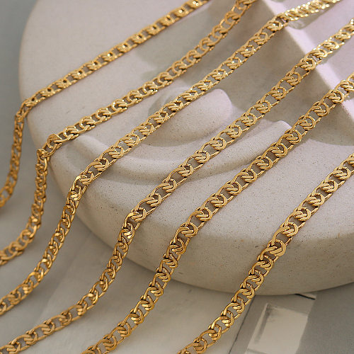 Colar geométrico intertravado europeu e americano, pulseira banhada em aço inoxidável, joias em ouro real 18K