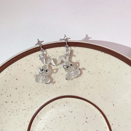 Fashion Rabbit Stainless Steel Plating Zircon Pendant Necklace