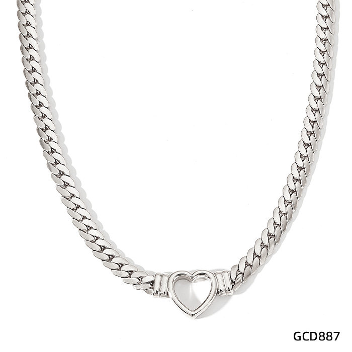 Retro Heart Shape Stainless Steel  Plating Necklace