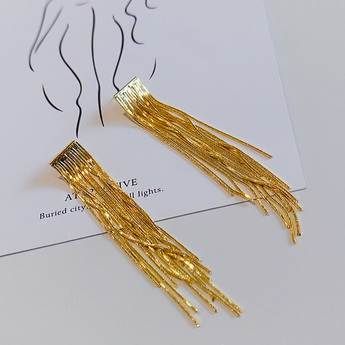 1 Pair Elegant Exaggerated Tassel Heart Shape Stainless Steel Plating 18K Gold Plated Drop Earrings