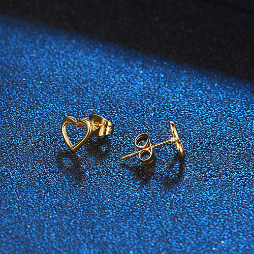 1 Piece Sweet Heart Shape Stainless Steel Plating Hollow Out Ear Studs