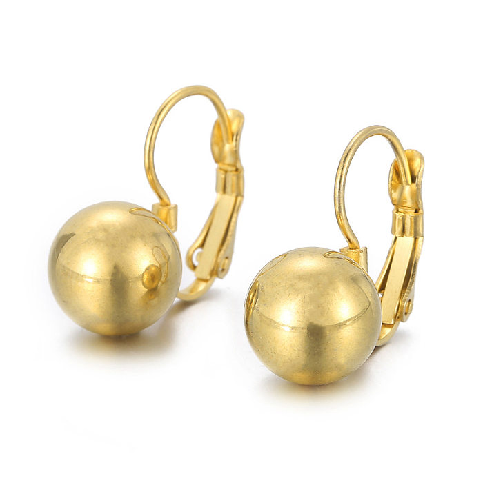 1 Paar schlichte, kugelplattierte Edelstahl-Ohrringe, vergoldet, versilbert