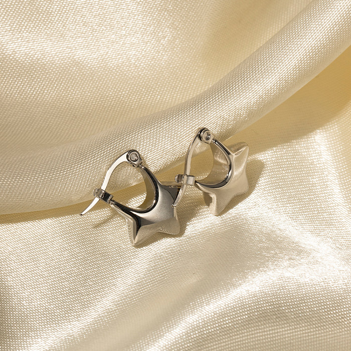 1 Paar IG Style Star Plating Edelstahl-Ohrringe mit Weißgoldbeschichtung