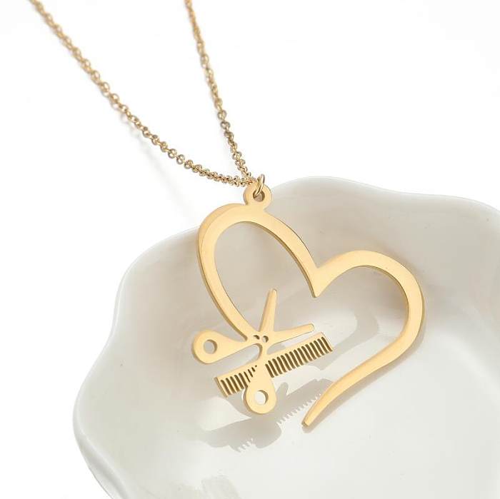 1 Piece Retro Heart Shape Stainless Steel  Stainless Steel Irregular Plating Necklace