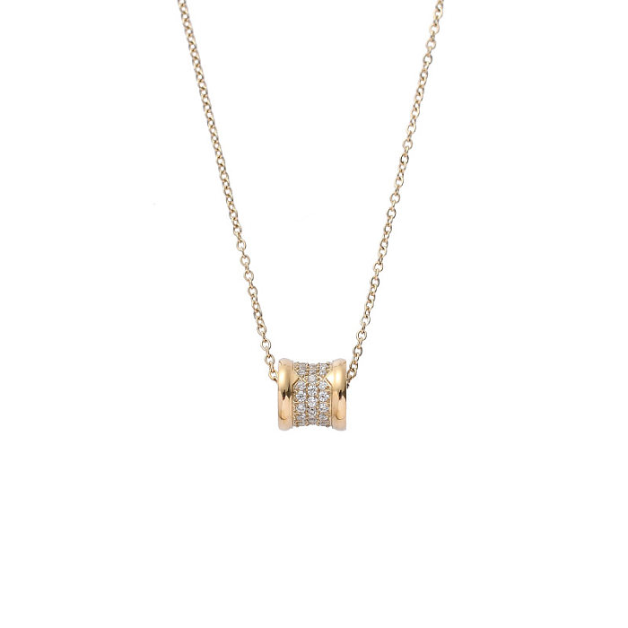 Collar con colgante chapado en oro chapado en oro rosa con incrustaciones de circonio geométrico de acero inoxidable elegante para mujer