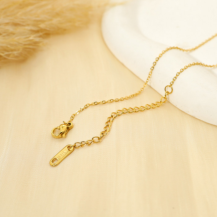 Schlichte Halskette mit Blumen-Arylic-Edelstahlbeschichtung und 14-Karat-Vergoldung