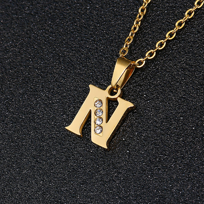 Fashion Letter Stainless Steel Necklace Inlay Zircon Stainless Steel  Necklaces