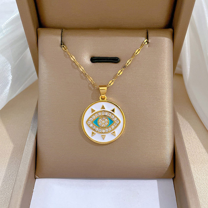 1 Piece Fashion Eye Stainless Steel  Plating Zircon Pendant Necklace