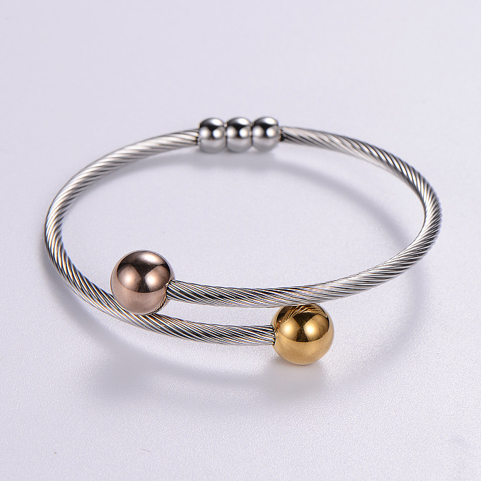 Basic Solid Color Stainless Steel Plating 18K Gold Plated Rose Gold Plated Bangle