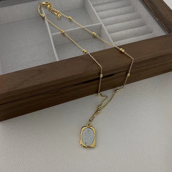 Einfache Halskette mit geometrischem Rosen-Anhänger aus Edelstahl